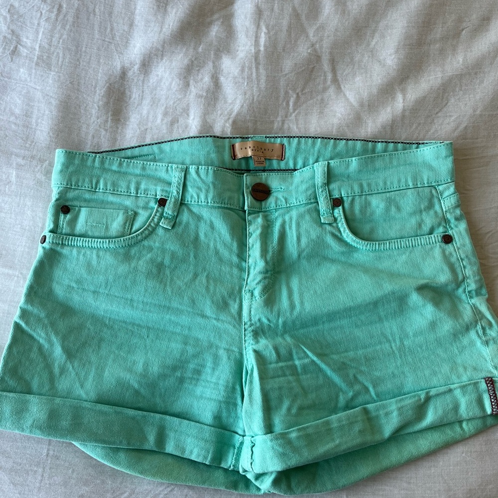 Sanctuary teal denim shorts size 27